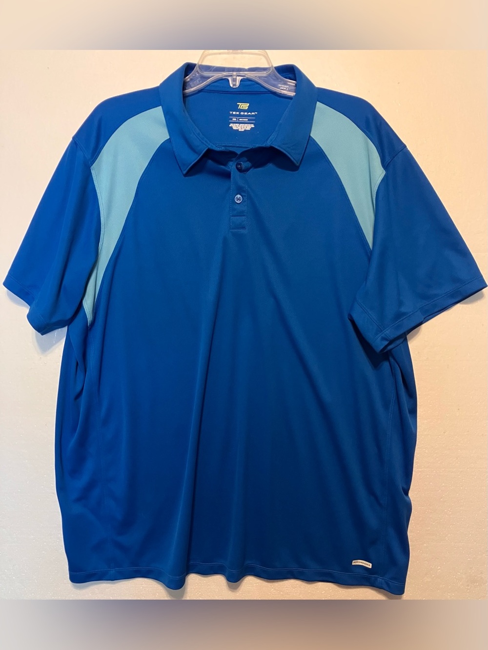 tek gear Blue xXL Polo with Light-Blue Shoulder Panels